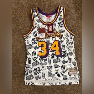 Mitchell & Ness Los Angeles Lakers Graphic Jersey - White/Purple/Gold
